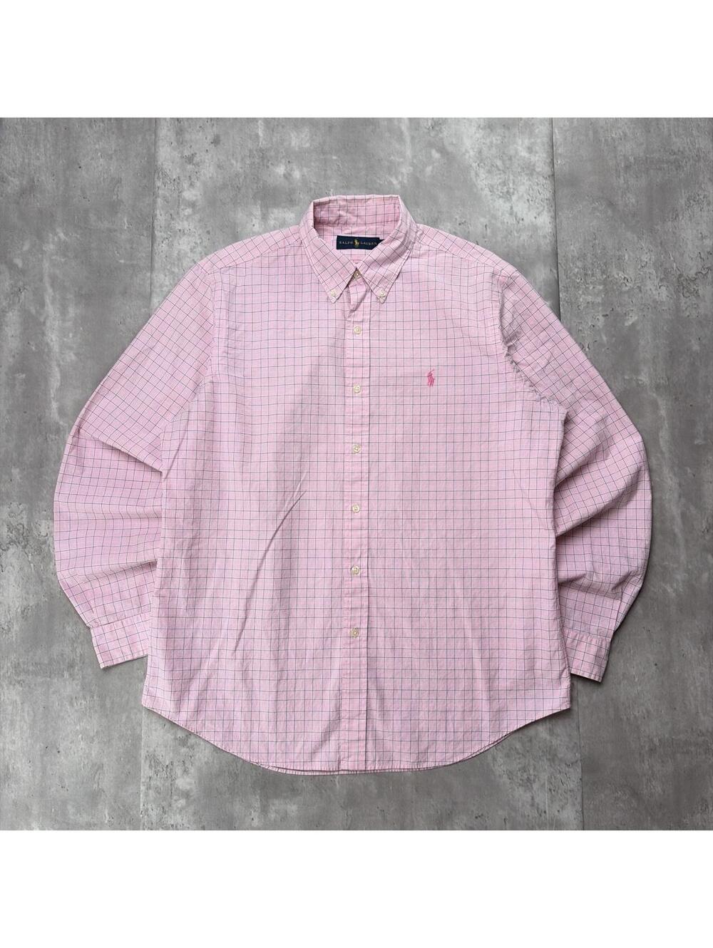 Y2K Pink Polo Ralph Lauren Plaid Long Sleeve Button Up Shirt